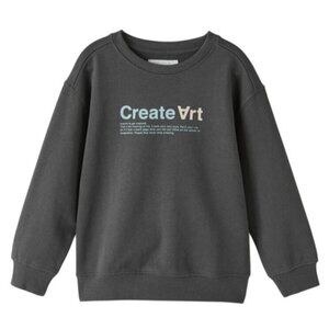 Zara Kids Unisex "Create Art" Graphic Sweatshirt Printed Charcoal Grey Size 10